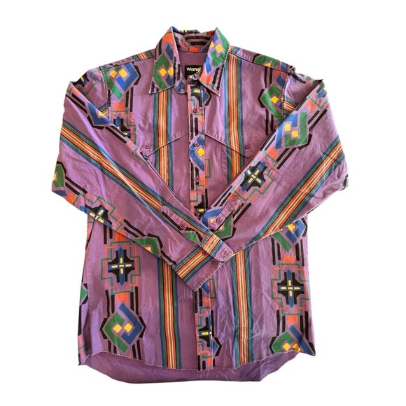 Wrangler Other - Wrangler Brushpopper Vintage Shirt Mens X Long Tail Reg Fit  16-35 SZ Lg Purple